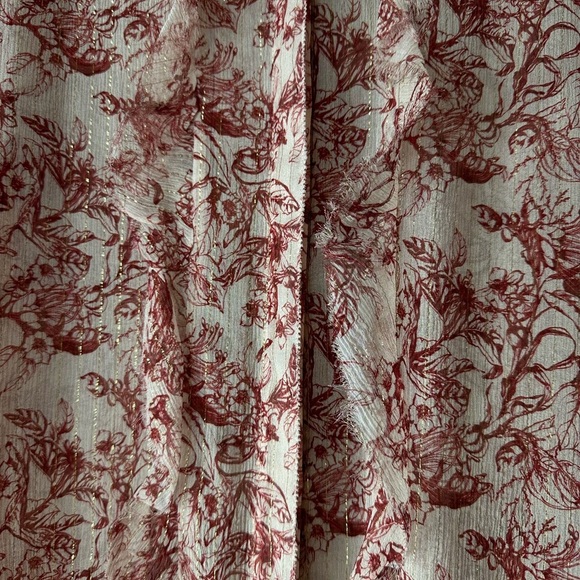 L'AGENCE Nadine Red & White Metallic Silk Print Blouse large - Picture 5 of 9